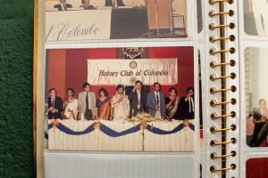 After a successful year as 1987–88 president of the Colombo club, Ravindran hands over the title to his successor and friend Ruzly Hussain (centre). Ravindran’s wife, Vanathy, is second from left; third from left is the current Prime Minister of Sri Lanka, Ranil Wickremesinghe.