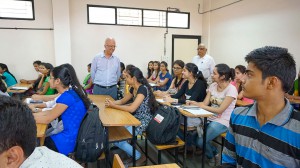 Ashok Panjwani and Angira Shukla with the students at SRICT.