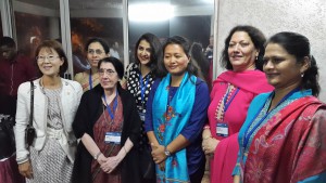 Usha Saboo (second from left) with the ladies who accompanied the medical mission team.