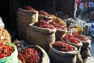 Sun-dried Kashmir chillies.