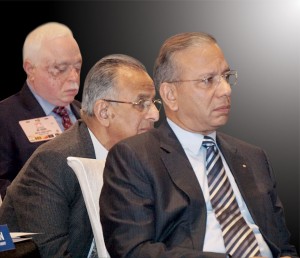 (From Right) RI President K R Ravindran, PRIP Rajendra K Saboo, TRF Trustee Sushil Gupta.