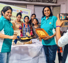 Teaching baking to HIV positive children