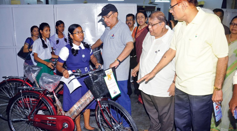 Bicycles being given to girl students.