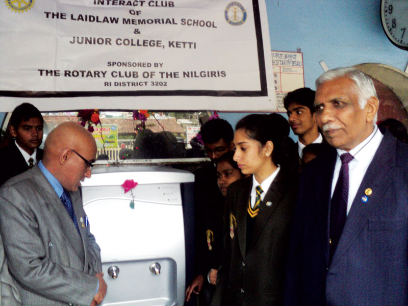 RC Nilgiris RI District 3202 <br/> The club along with its sponsored Interact Club of Laidlaw Memorial School, installed a water purifier at the Coonoor railway station.