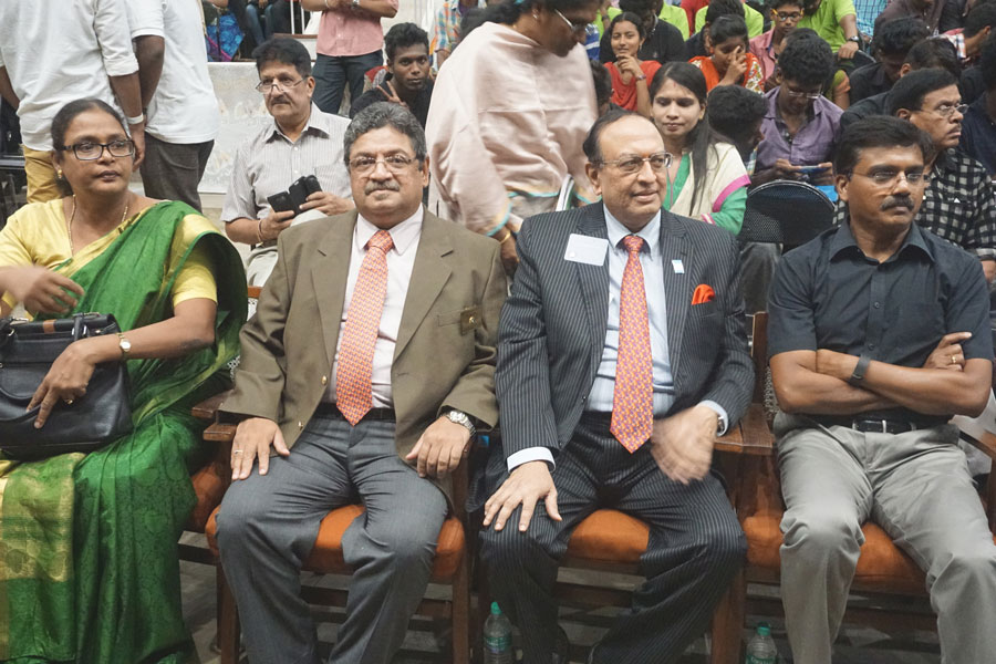 From left: De-addiction Counsellor Jacklin, DG Natrajan Nagoji, PRID P T Prabhakar and ADGP Sunil Kumar.