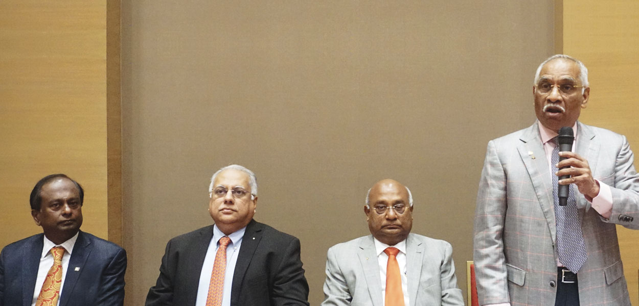 From left: Institute Chair V Raja Seenivasan, RID Manoj Desai, RIDE C Basker, PDG J B Kamdar.