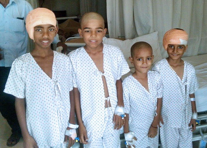 Children at the hospital after the cochlear implant surgery sponsored by RC Delhi Riverside.