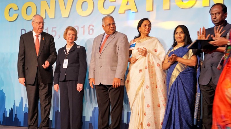From left: RI President John Germ, Judy Germ, RID Manoj Desai, Sharmishtha, Jayanthi Seenivasan and Institute Chair V Raja Seenivasan.