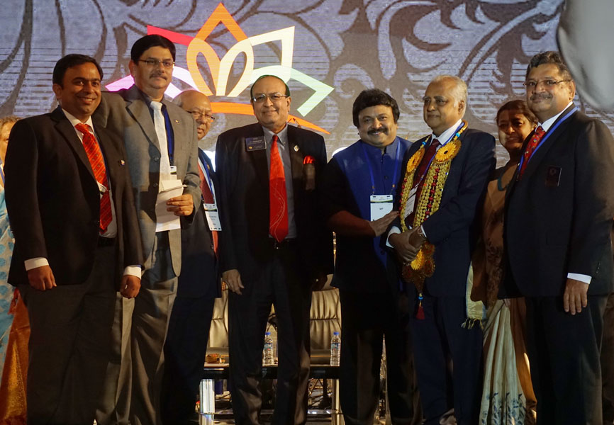 From left: RC Madras Central President Mohan Rajan, DRFC Sagar V Suchitra, RIPR Asoke Ghosh, PRID P T Prabhakar, Actor Prabhu, PDG Sv Rm Ramanathan, Nallammai Ramanathan and DG Natarajan Nagoji.