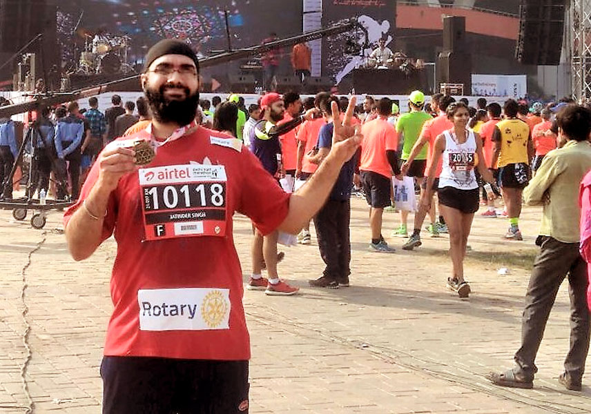 Jatinder Singh, Head - Club and District Support, after completing the Delhi Half Marathon. 