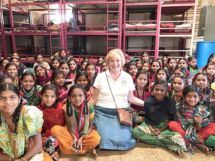 Cheryl Mader, Prairie du Chien Rotary Club exchange coordinator, enjoyed a personal Rotary Friendship Exchange to three communities in India recently. She is pictured in a girls hostel in Vapi, Maharashtra.