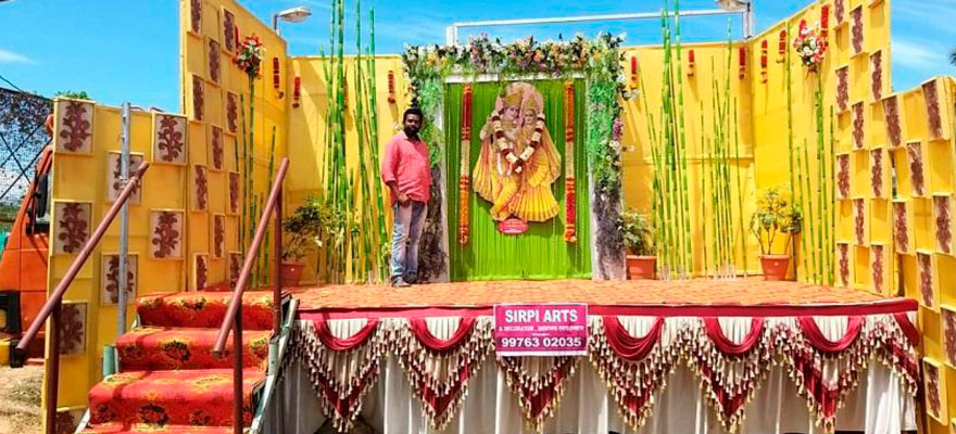 Mobile wedding halls With wedding halls across the State remaining closed due to Covid scare, A Abdul Hakkim, an art designer in Udumalpet, a semi-urban town in Tamil Nadu, has designed a ‘mobile wedding hall’ to provide the wedding celebration experience. He has transformed a truck into a wedding dais and this mobile wedding hall is driven to the location preferred by the clients. He, along with his team, provides seating arrangement for 50 guests as mandated by the government. Masks and sanitisers are also provided for the guests.