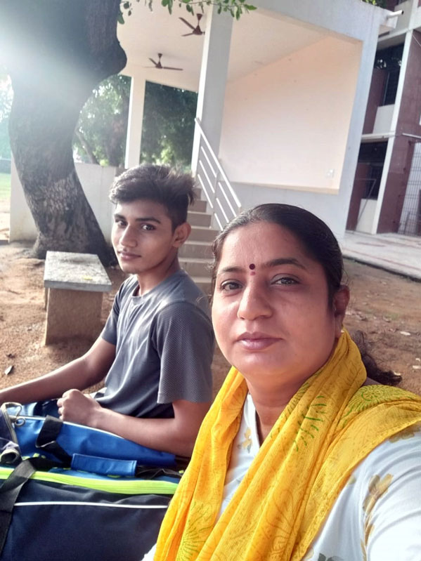 Uma Devi with her son.