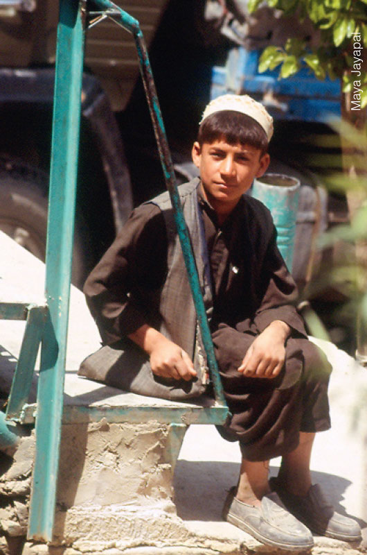 An Afghan boy at a chai shop.