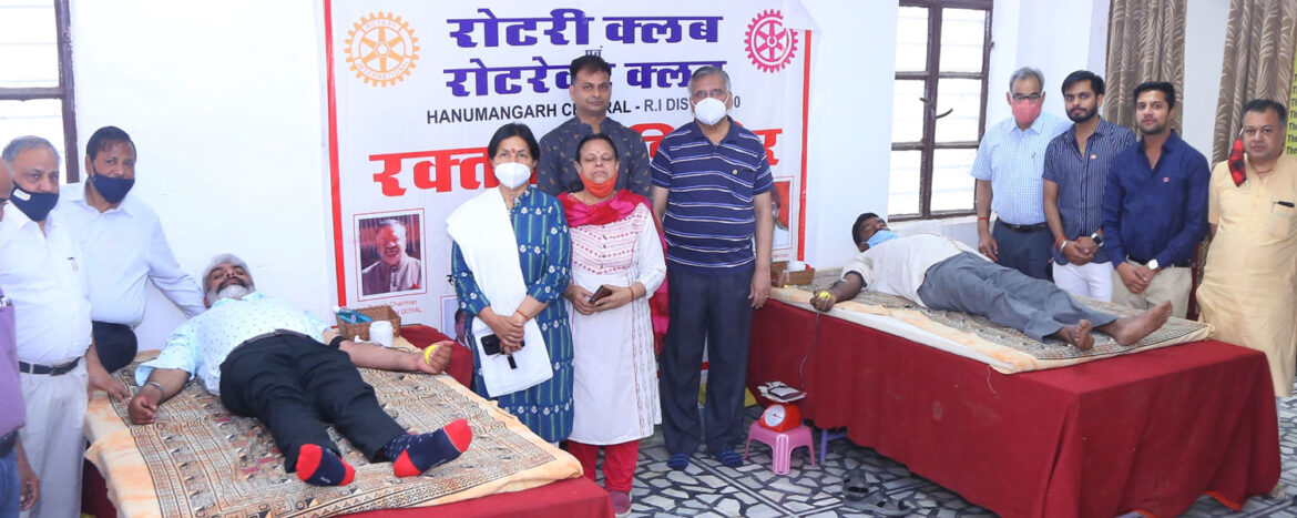A blood donation camp at Hanumangarh