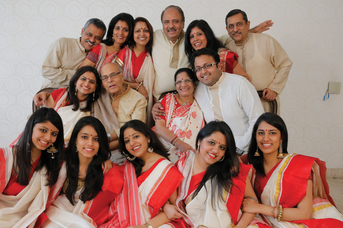 Mehta’s parents, Sumer Chand and Vallabh Mehta, surrounded by their children and grandchildren: (back row) Chiraag and Madhulika Jain, Rashi and Shekhar Mehta, and Rashmi and K K Singh, (middle row) Geeta and Chiraag Mehta with Shekhar’s parents, and (front row) Ishita and Roshni Jain; Shekhar’s daughter, Chandni Mehta; and Sejal and Sanjana Singh. 