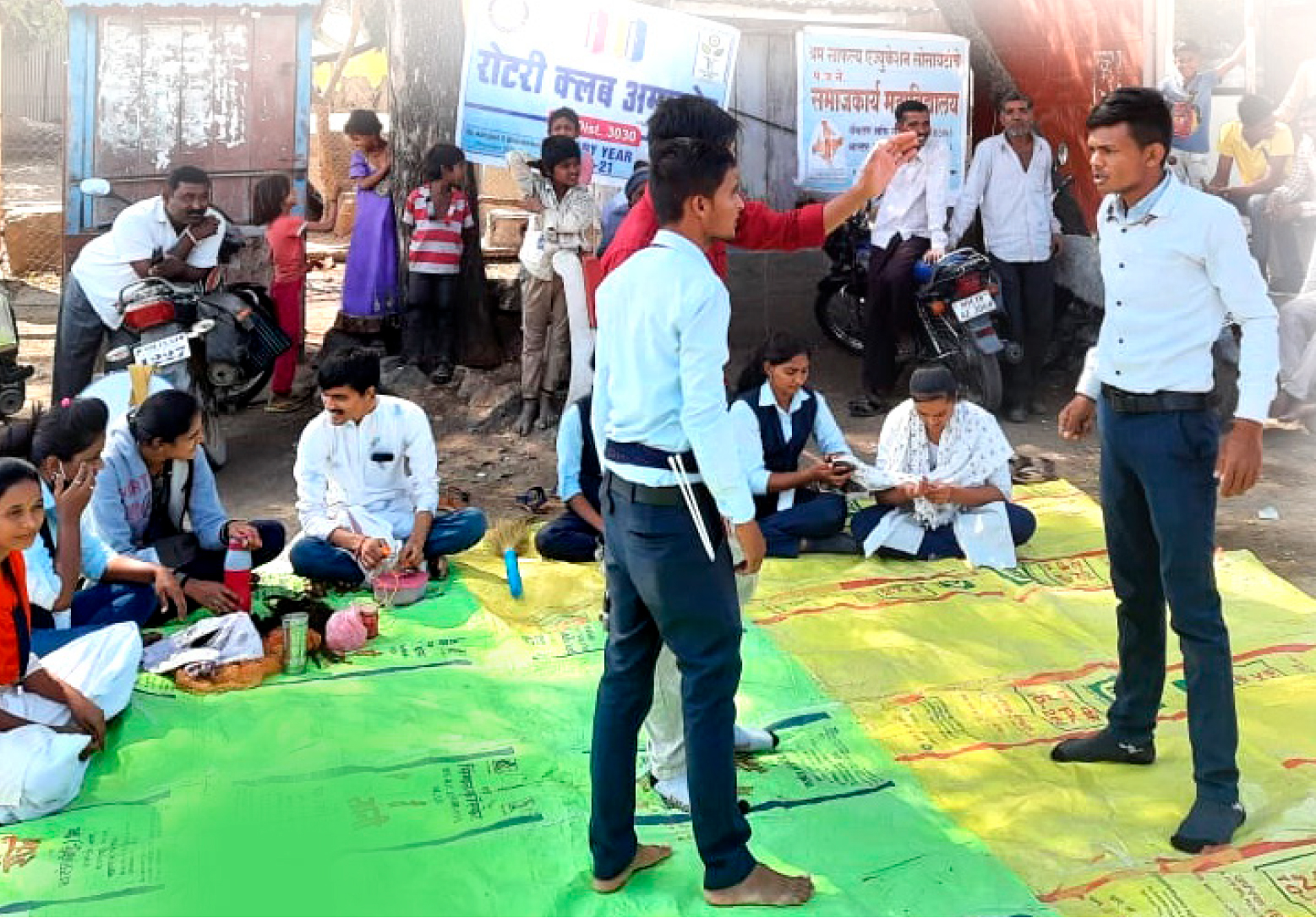 Students stage a street play to create awareness among people against black magic and other such rituals.