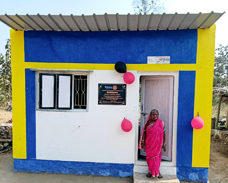 A low-cost home built under Project Aashiyana with its new owner.