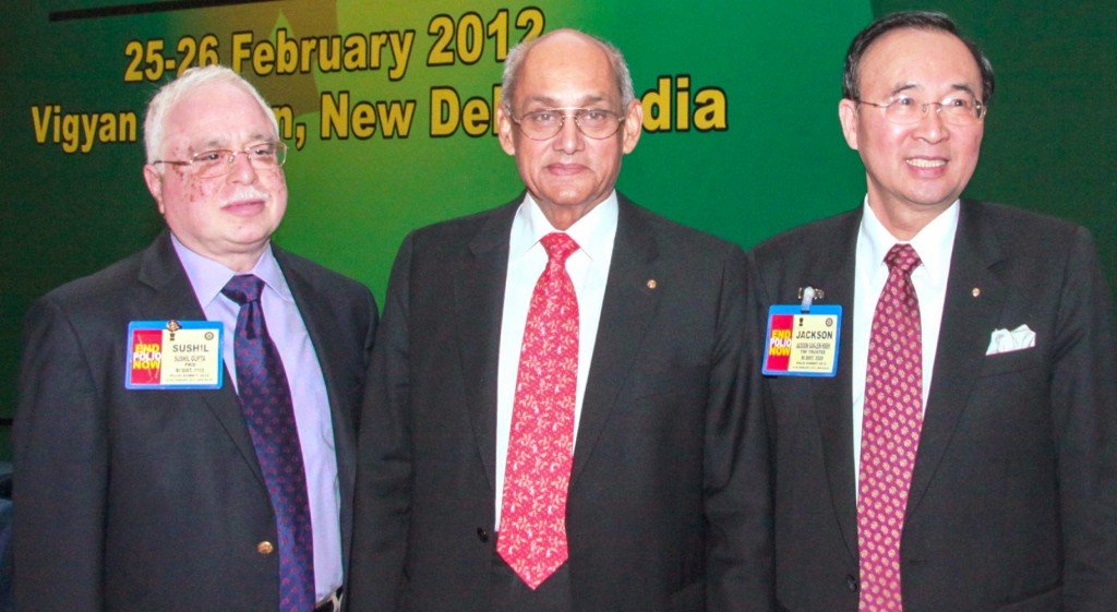 PRID Gupta, PRIP Banerjee and PRID Jackson Hsieh at a Polio Summit in Delhi in 2012.
