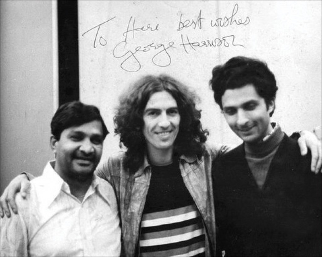 Pandit Hariprasad Chaurasia, Beatles’ lead guitarist George Harrison and santoor artist Shivkumar Sharma.