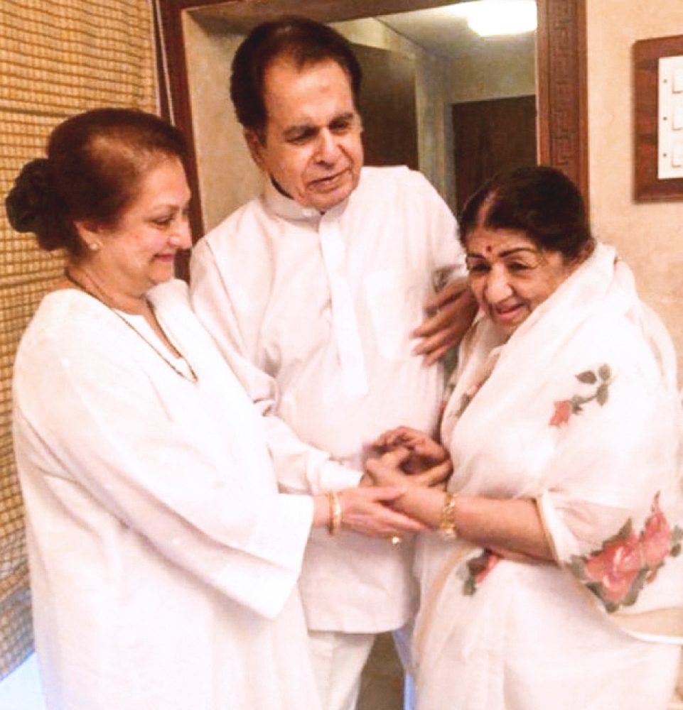 Lata with Saira Banu and Dilip Kumar whom she considered her brother.