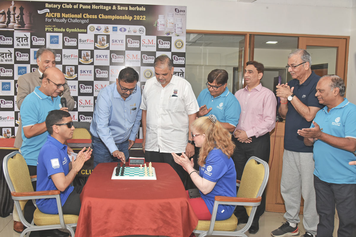 DG Pankaj Shah makes a move in the chess championship hosted by RC Pune Heritage.