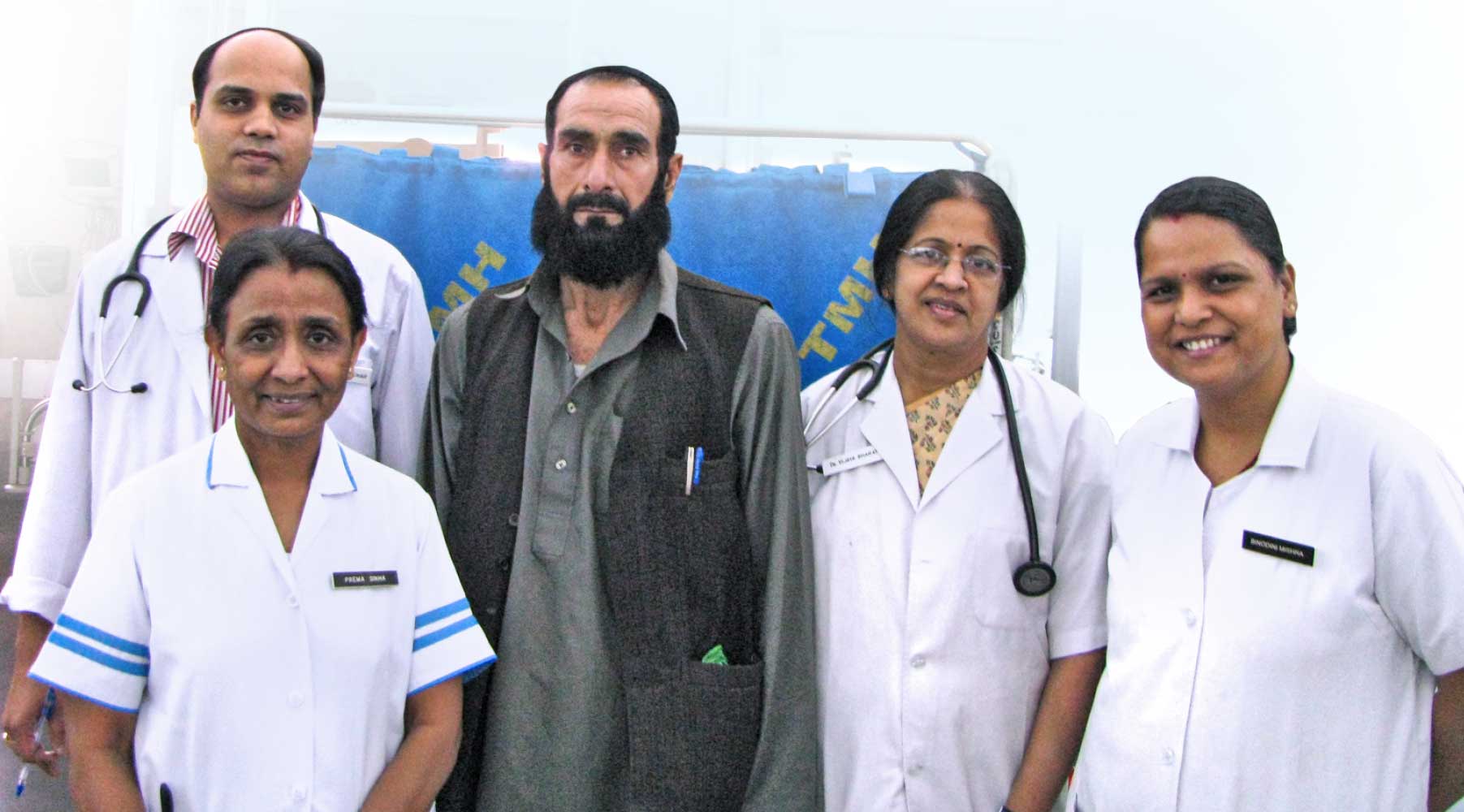 Shadaab, an Afghan heart patient, after getting a pacemaker implant with Dr Vijaya Bharat (second from R) and her team.