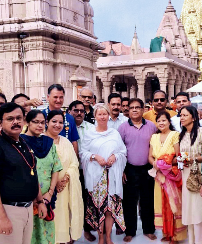 President Jones and Krayacich at the Kashi Vishwanath temple in Varanasi. 