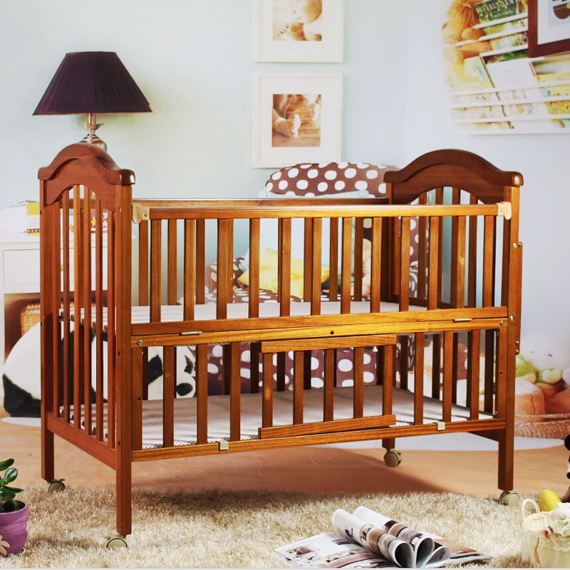 Baby-Cribs-Bedding-Solid-wood-crib-European-type-multifunctional-baby-bed-extendable-with-cradle-mosquito-net