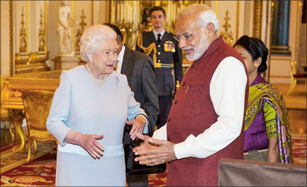 Queen Elizabeth with Prime Minister of India Narendra Modi.