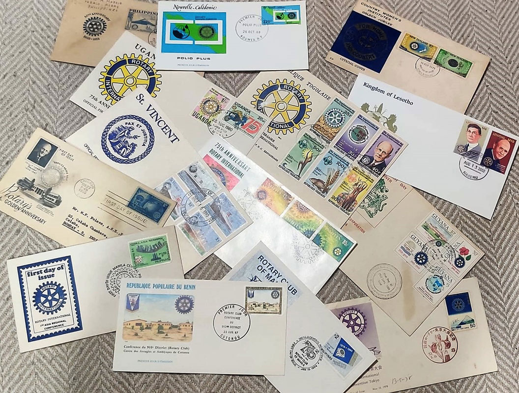 Rotary First Day covers from the collection of Bharat Merchant, a member of RC Bombay Seaface.