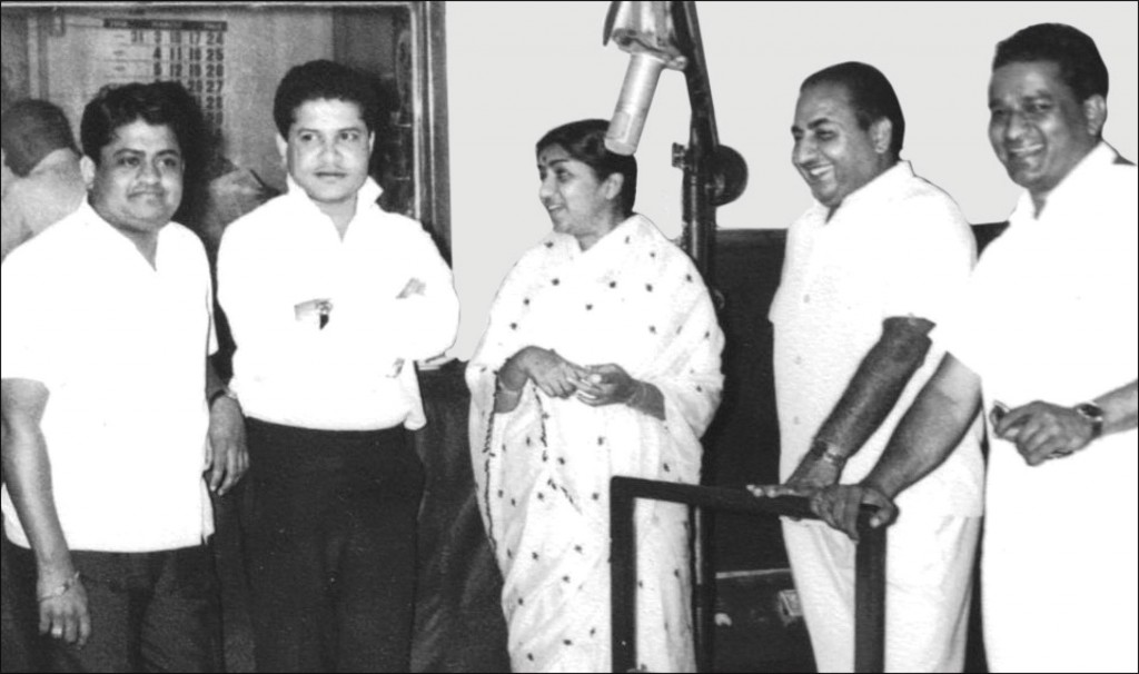 Pyarelal, Laxmikant, Lata Mangeshkar, Mohammed Rafi and J Omprakash. 