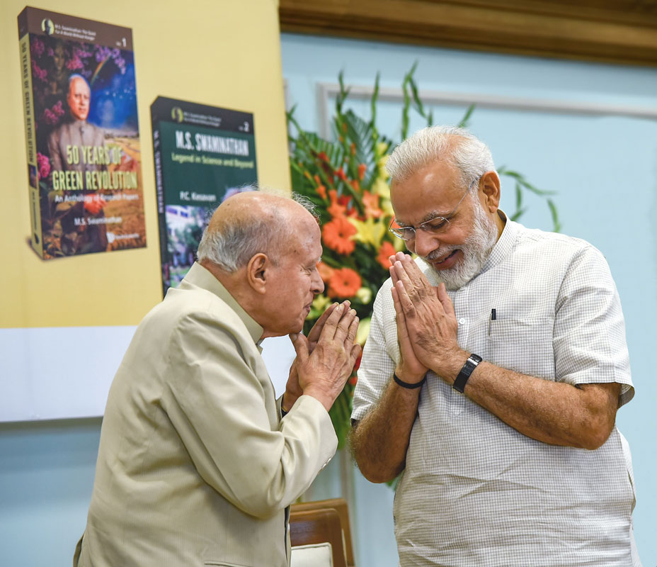 Prime Minister Narendra Modi at Dr Swaminathan’s book release event. 