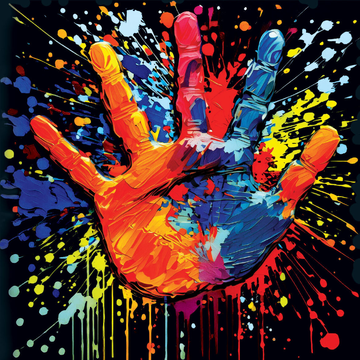 Smearing paint spreading joy